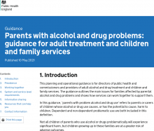 Parents with alcohol and drug problems: guidance for adult treatment and children and family services